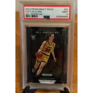 2024 Prism Draft Picks #23 Caitlin Clark All-American PSA Mint 9